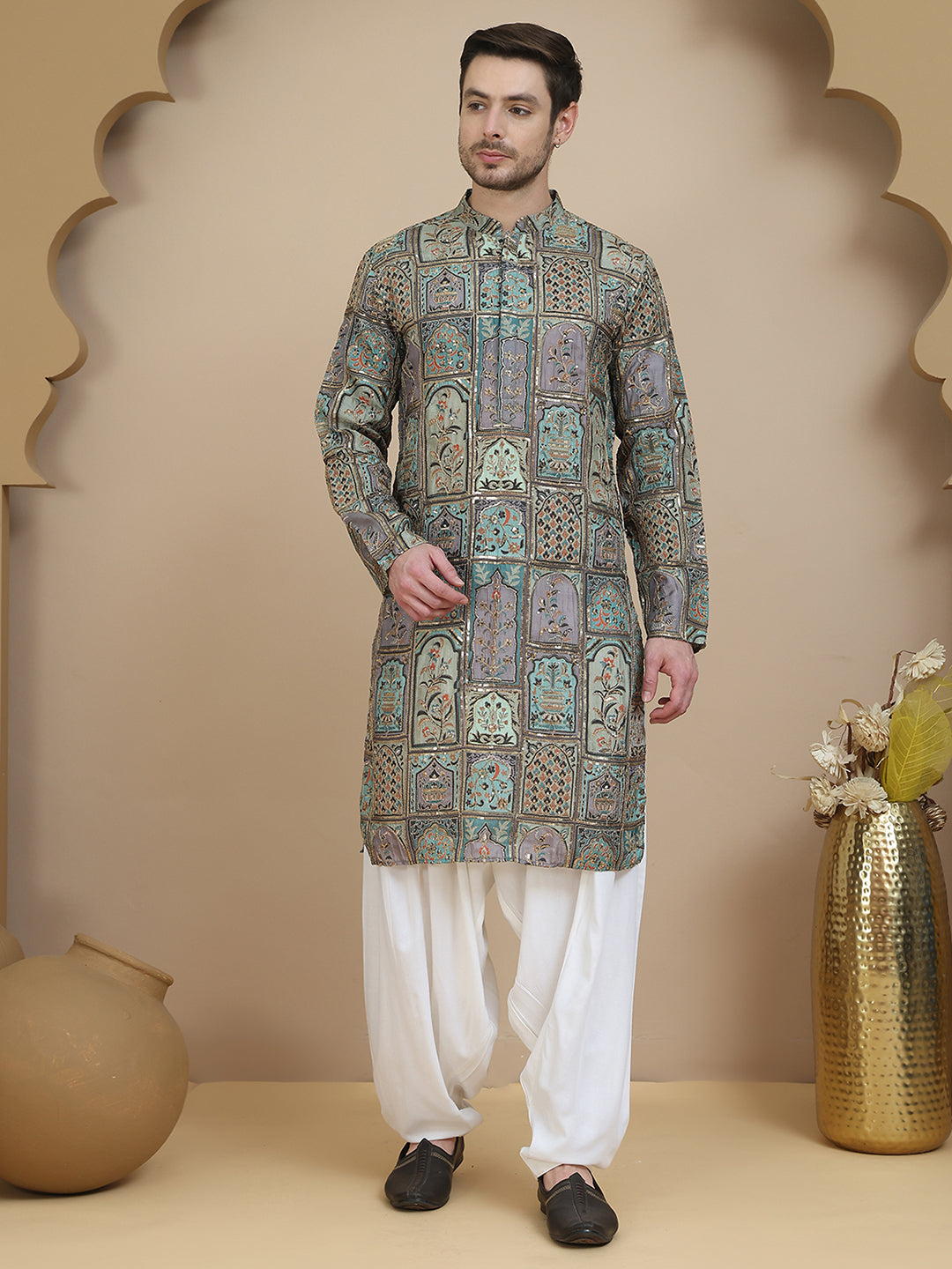 Embroidered Kurta with Classic White Salwar ( JOKP SP-W 5254 Blue )