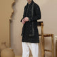 Embroidered Kurta Salwar and Dupatta Set for Men ( JOKP SP-W D 5088 Black )