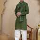 Embroidered Kurta Salwar and Dupatta Set for Men ( JOKP SP-W D 5088 Olive )