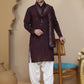 Embroidered Kurta Salwar and Dupatta Set for Men ( JOKP SP-W D 5088 Purple )