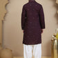 Embroidered Kurta Salwar and Dupatta Set for Men ( JOKP SP-W D 5088 Purple )