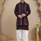 Embroidered Kurta Salwar and Dupatta Set for Men ( JOKP SP-W D 5088 Purple )