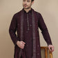 Embroidered Kurta Salwar and Dupatta Set for Men ( JOKP SP-W D 5088 Purple )