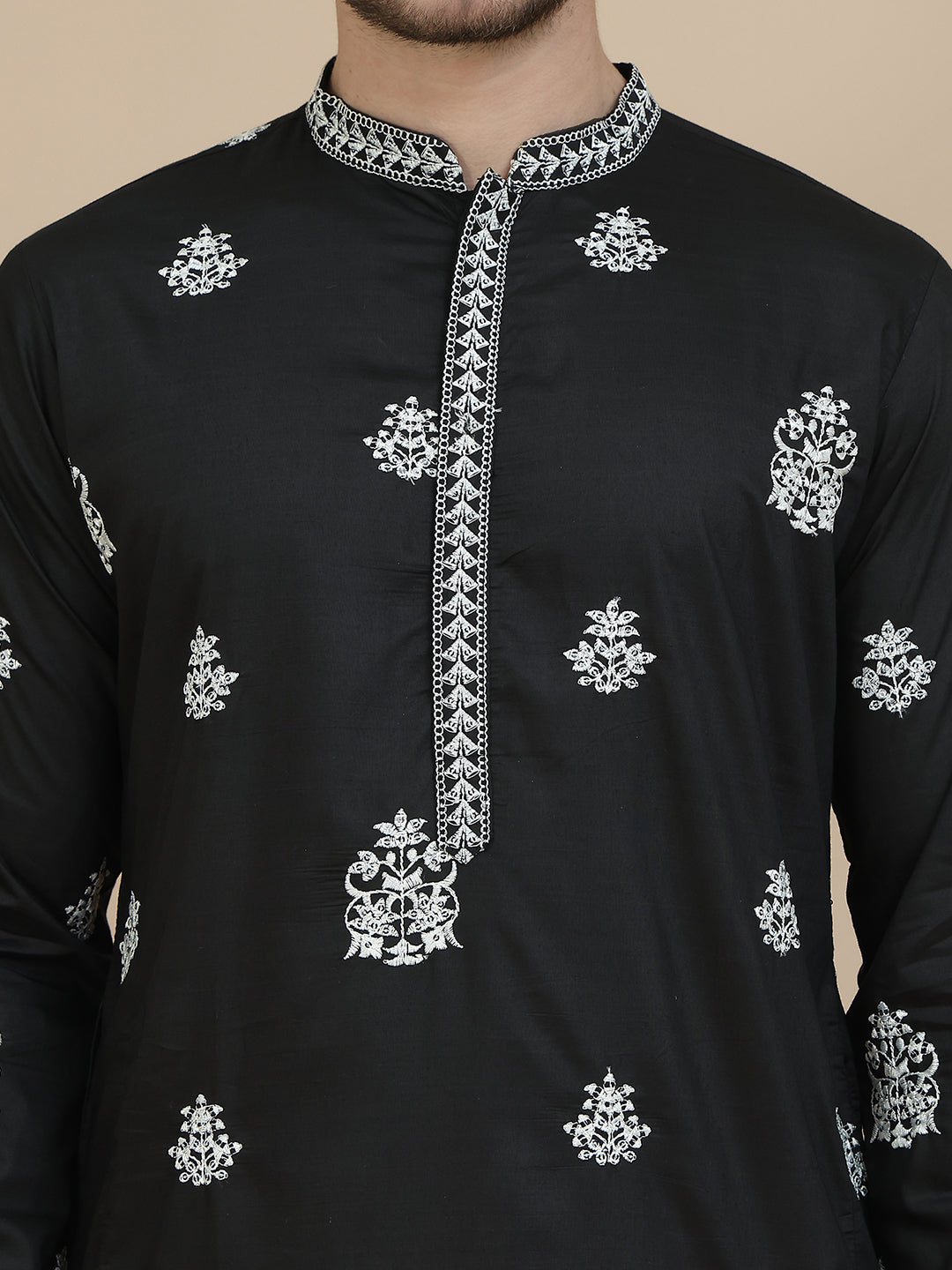 Black Embroidered Kurta Salwar & Dupatta Set, ( JOKP SP-W D 5091 Black )
