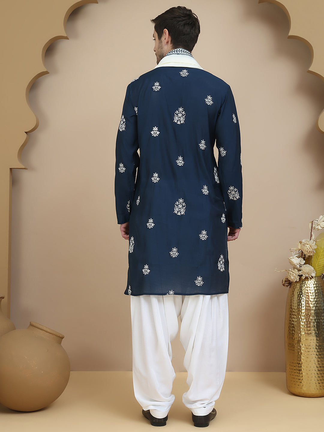Teal Embroidered Kurta Salwar & Dupatta Set, ( JOKP SP-W D 5091 Teal )