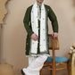 Embroidered Silk Blend Kurta Dupatta Set for Men ( KOD 5077 olive )