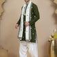 Embroidered Silk Blend Kurta Dupatta Set for Men ( KOD 5077 olive )