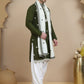 Embroidered Silk Blend Kurta Dupatta Set for Men ( KOD 5077 olive )