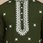 Embroidered Silk Blend Kurta Salwar and Dupatta Set for Men ( JOKP SP D 5077 Olive )