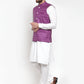 Jompers Men's Solid Kurta Pajama with Checked Waistcoat ( JOKP WC 4053 Purple )