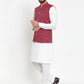 Jompers Men's Solid Cotton Kurta Pajama with Woven Jacquard Waistcoat ( JOKP WC 4057 Maroon )