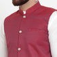 Jompers Men's Solid Cotton Kurta Pajama with Woven Jacquard Waistcoat ( JOKP WC 4057 Maroon )