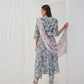 Green Floral Printed Sequinned Kurta with Trousers & Dupatta & Belt ( JOKS B-D55L 1542 Green )