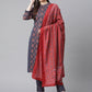 Women Blue & Maroon Printed Regular Pure Cotton Kurta with Trousers & With Dupatta ( JOKS D26R 1410 Blue )