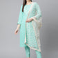Women Green Floral Printed Regular Pure Cotton Kurta with Trousers & With Dupatta ( JOKS D28W 1412 Green )