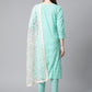 Women Green Floral Printed Regular Pure Cotton Kurta with Trousers & With Dupatta ( JOKS D28W 1412 Green )