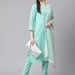 Women Green Floral Printed Regular Pure Cotton Kurta with Trousers & With Dupatta ( JOKS D28W 1412 Green )