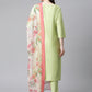Women Green Embroidered Regular Kurta with Trousers & With Dupatta ( JOKS D30 1361 Green )