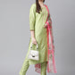 Women Green Embroidered Regular Kurta with Trousers & With Dupatta ( JOKS D30 1361 Green )