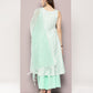 Printed flared kurta pallazos dupatta set