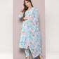 Mirror work detailing, linen printed flared kurta with trousers and dupatta
