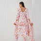 White Floral Printed Mirror Work Linen Kurta with Trousers & Dupatta ( JOKS D57W 1545 White )