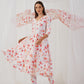 White Floral Printed Mirror Work Linen Kurta with Trousers & Dupatta ( JOKS D57W 1545 White )