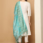 White Sequinned Kurta with Trousers & With Dupatta ( JOKS D60B 1453 White )