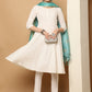 White Sequinned Kurta with Trousers & With Dupatta ( JOKS D60B 1453 White )