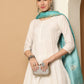 White Sequinned Kurta with Trousers & With Dupatta ( JOKS D60B 1453 White )