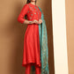 Embroidered Kurta,Printed Dupatta and Trouser Set