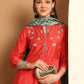 Embroidered Kurta,Printed Dupatta and Trouser Set