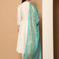 Embroidered Kurta,Printed Dupatta and Trouser Set