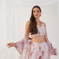 Cream Floral Printed Crop Top with Trousers & Shrug ( JOKS S 1540 Cream )