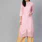 Women Pink & Gold-Toned Printed Straight Kurta