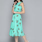 Jompers Floral Print Georgette A-Line Midi Dress