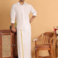 Readymade Dhoti with Golden Zari Border ( JOLD 010White )