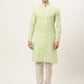 Jompers Men's Green Embroidered Kurta Payjama Sets ( JOKP 626Green )