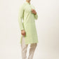 Jompers Men's Green Embroidered Kurta Payjama Sets ( JOKP 626Green )