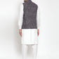 Jompers Men's White Solid Kurta with Pyjamas & Blue Nehru Jacket ( JOKP WC 4065 Blue-W )