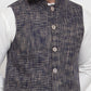 Jompers Men's White Solid Kurta with Pyjamas & Blue Nehru Jacket ( JOKP WC 4065 Blue-W )