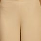Women Beige Straight Partially Elasticated Palazzo