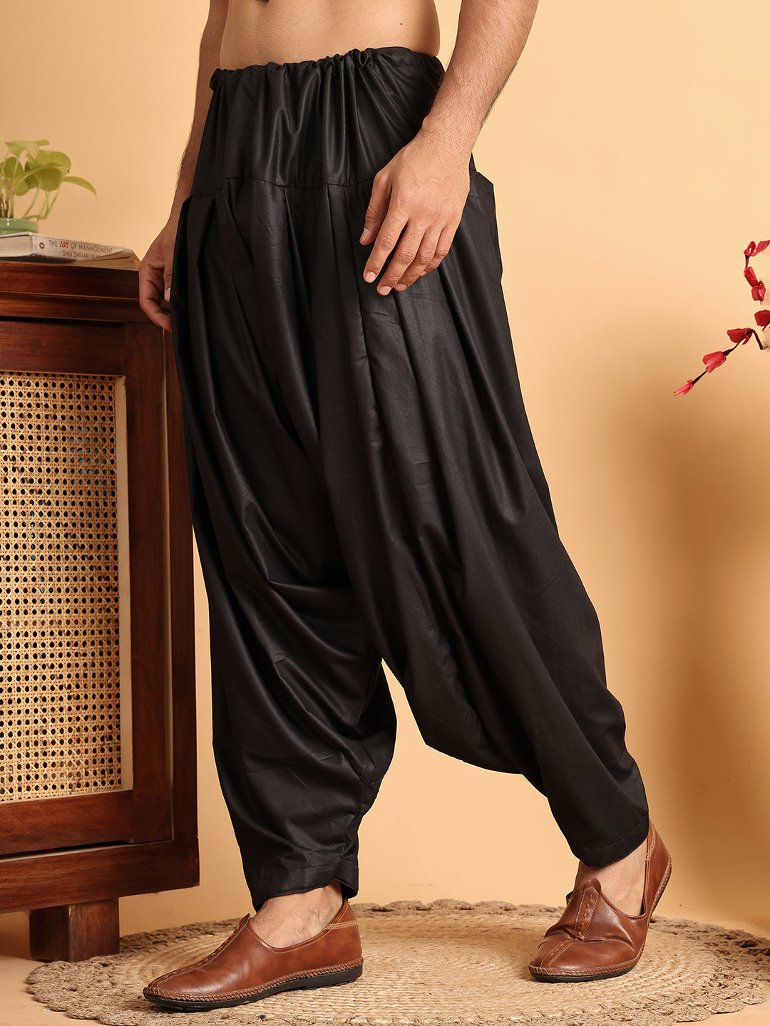 Black Viscose Rayon Salwar for Men ( JOSP 007Black )