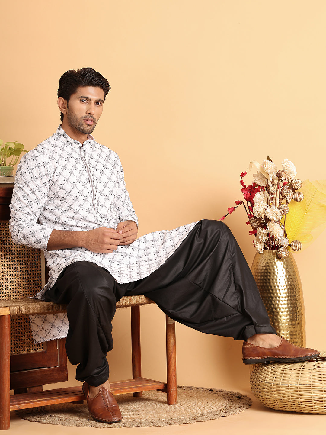 Black Viscose Rayon Salwar for Men ( JOSP 007Black )