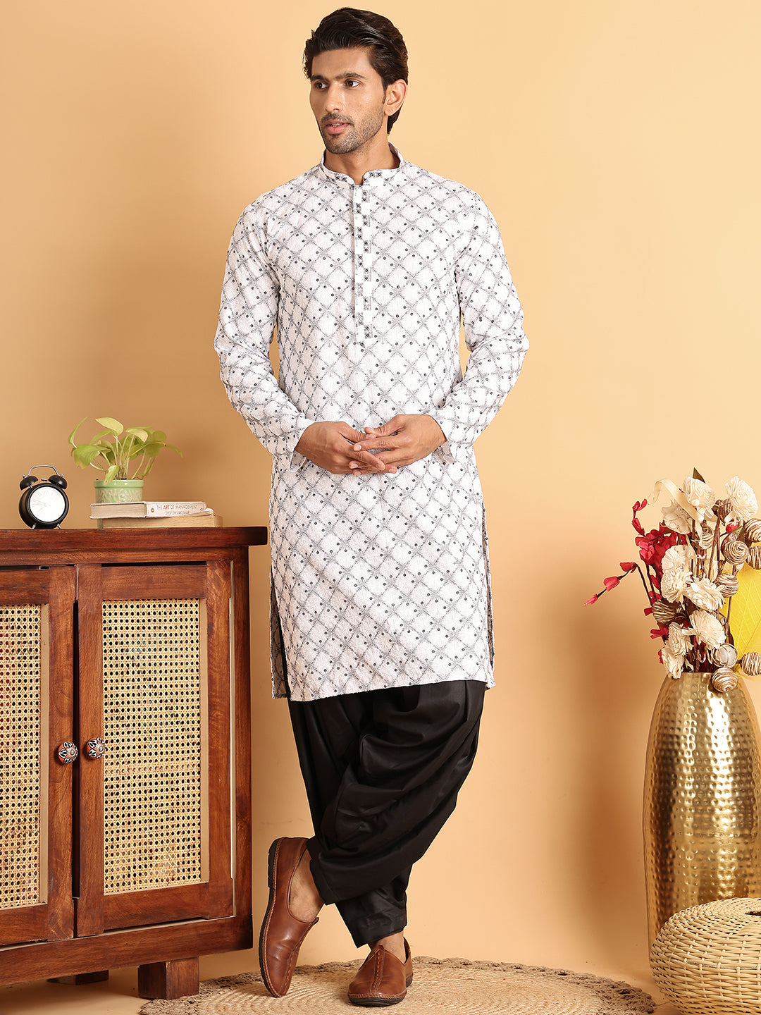Black Viscose Rayon Salwar for Men ( JOSP 007Black )