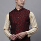 Jompers Men's Woven Jacquard Waistcoat ( JOWC 4004 Maroon )