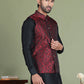 Woven Design Nehru Jacket For Men (JOWC 4004 Maroon )