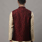 Jompers Men's Woven Jacquard Waistcoat ( JOWC 4004 Maroon )