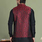 Woven Design Nehru Jacket For Men (JOWC 4004 Maroon )