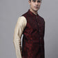 Jompers Men's Woven Jacquard Waistcoat ( JOWC 4004 Maroon )